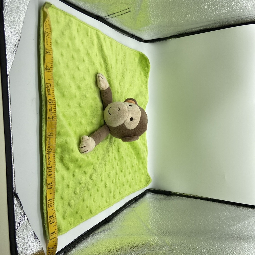 Okie Dokie Monkey Lovey Lime Green Minky Dot Satin Plush Snuggler - Picture 9 of 9